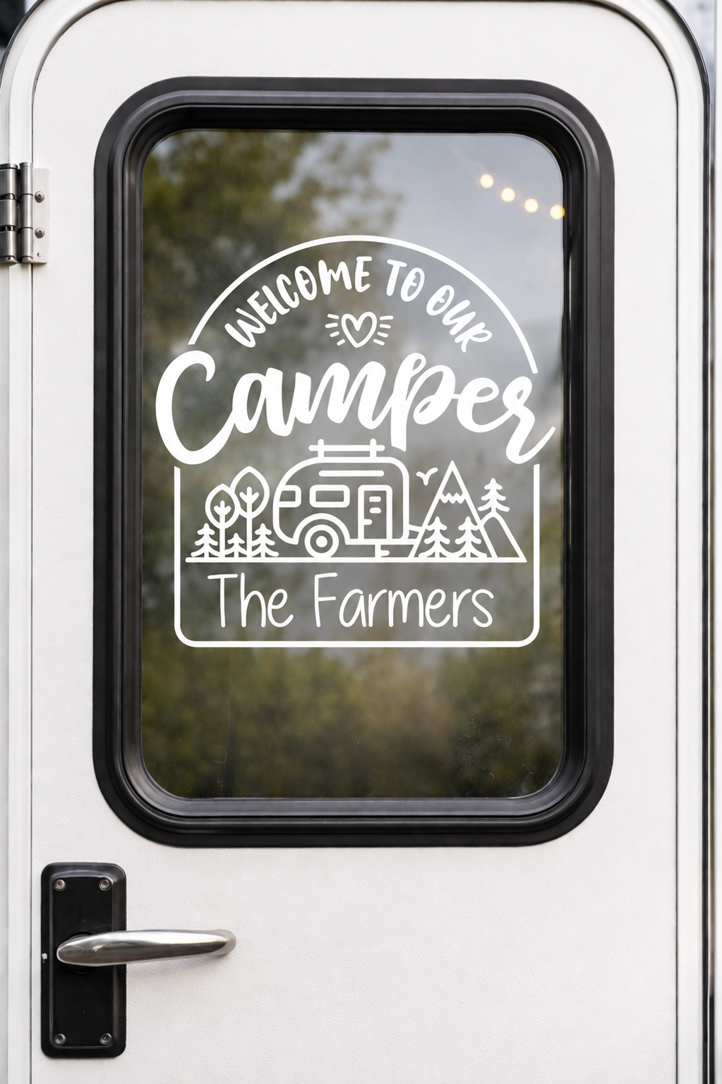 Welcome to Our Camper Decal | Personalized RV Door Decal | Custom Family Name Camping Sticker | Travel Trailer Vinyl Decal