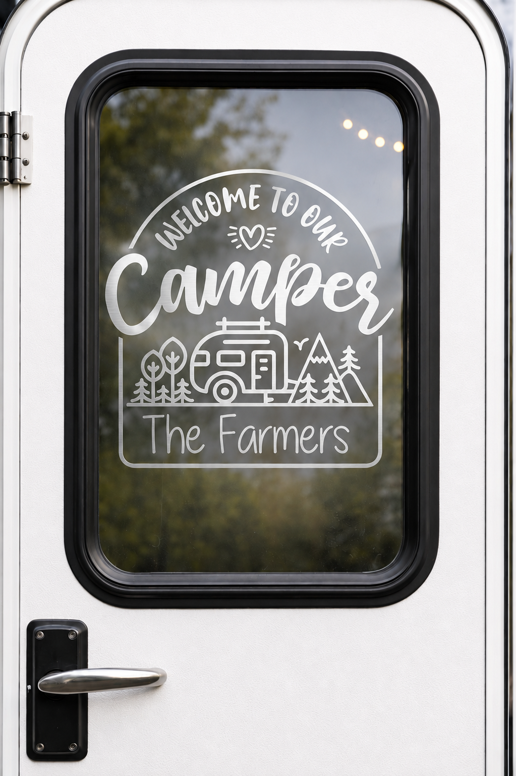 Welcome to Our Camper Decal | Personalized RV Door Decal | Custom Family Name Camping Sticker | Travel Trailer Vinyl Decal
