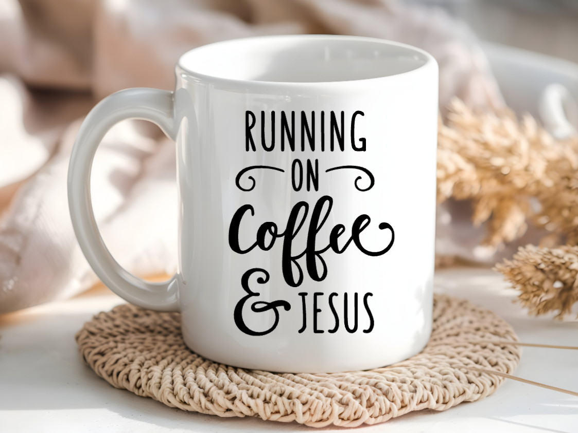 Running on Coffee and Jesus Coffee mug