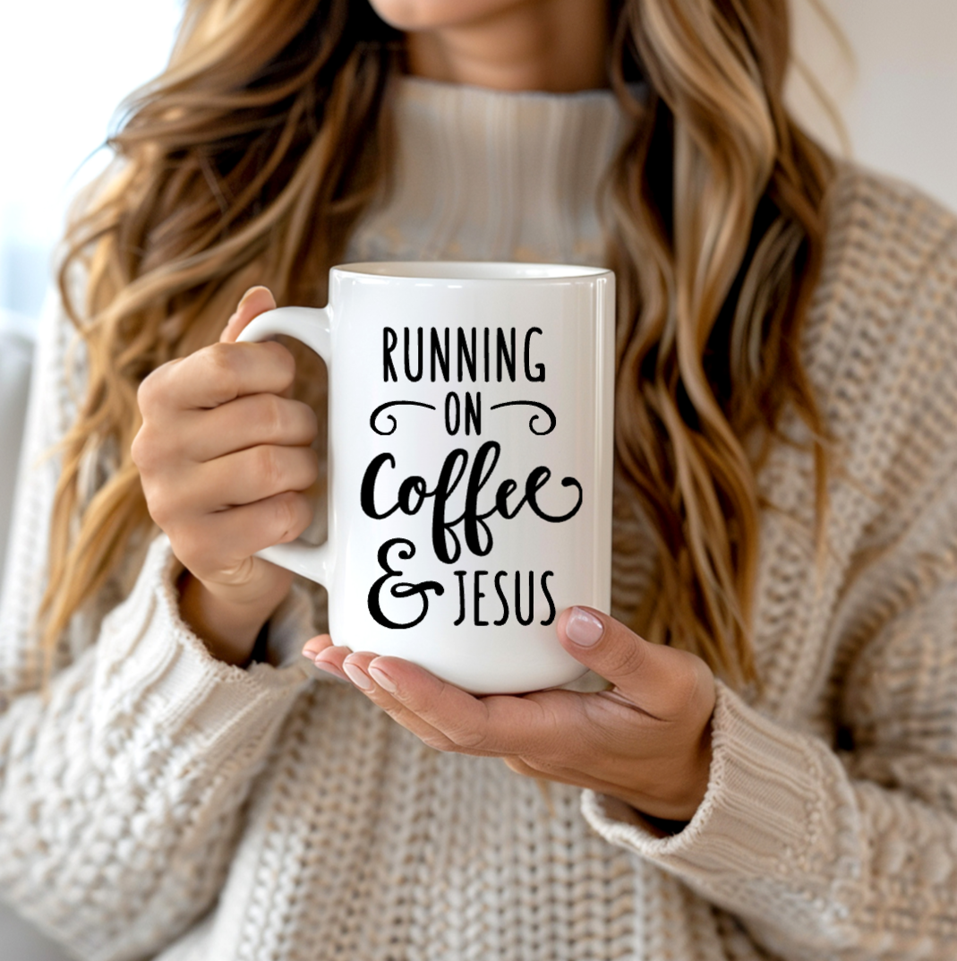 Running on Coffee and Jesus Coffee mug